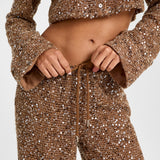 INEZ Sequin Pants - Mocha