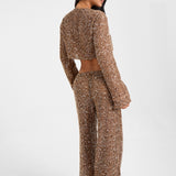 INEZ Sequin Pants - Mocha